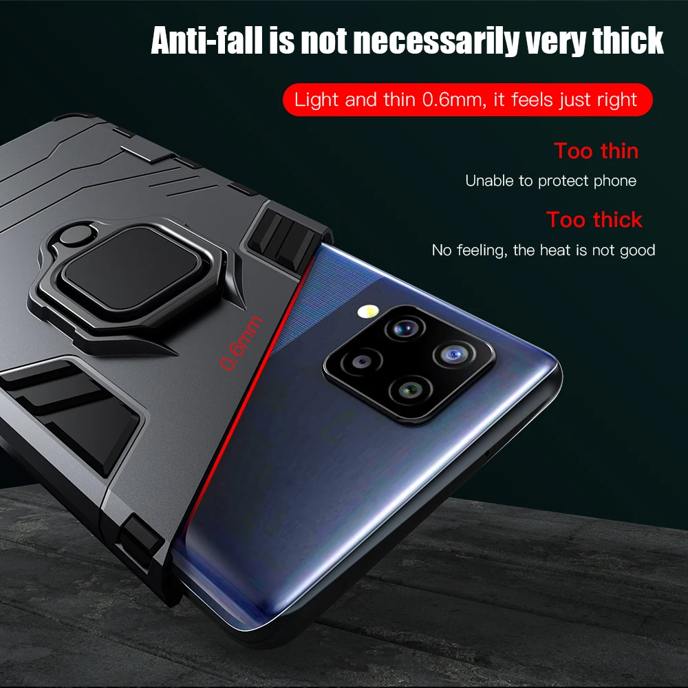 Shockproof Armor Case for Samsung A12 A42 A32 A22 A82 A72 A52S 5G Ring Stand Phone Back Cover for Galaxy M52 M51 M31 M62