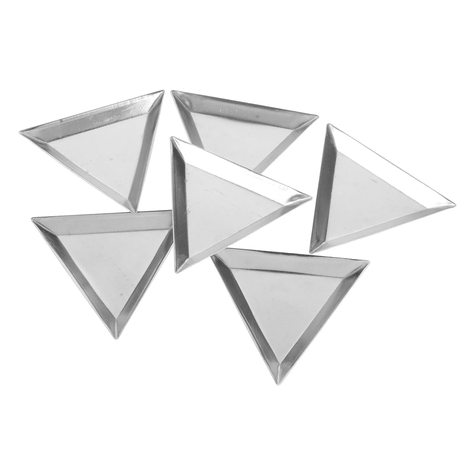 6Pcs Triangle Jewelry Organizers Aluminum Bead Sorting Trays Nail Art Rhinestones Storage Plates for DIY Small Beading Trays