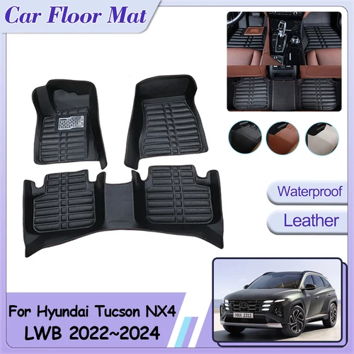 Para Hyundai Tucson NX4 L n-line LWB 2022 2023 2024, alfombrilla para el suelo del coche, piezas de pie, almohadillas de revestimiento de Panel de cuero, accesorios interiores personalizados