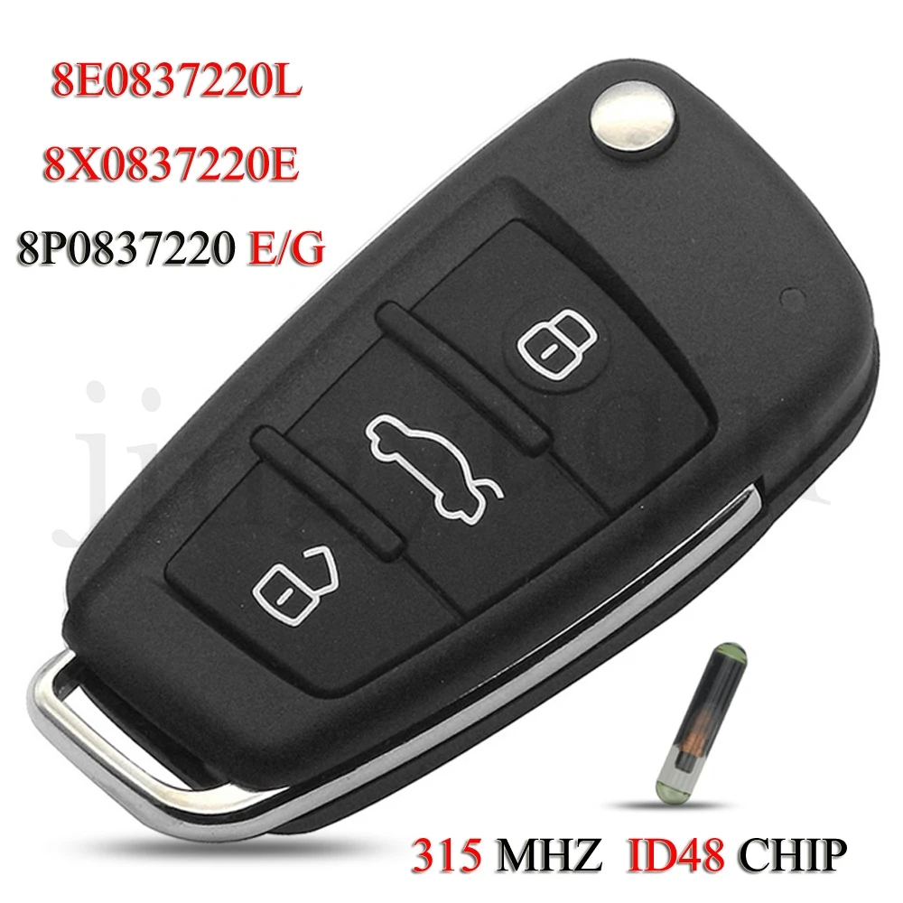 jingyuqin 8X0837220E 8P0837220E/220G 8E0837220L Remote Smart Car Key For Audi A1 Q3 A3 A6 A8  S4 S6 TT Quattro 315MHZ ID48 Chip