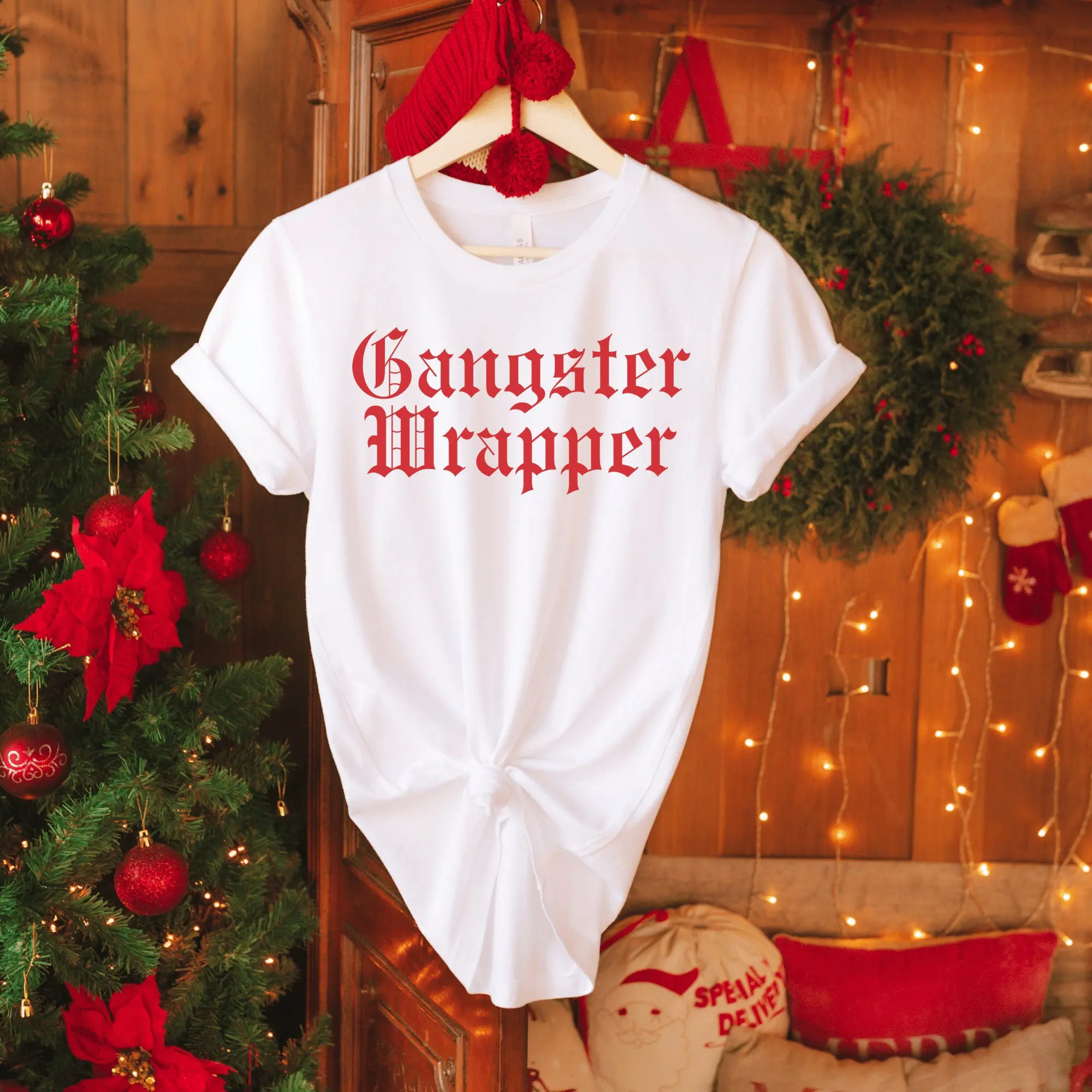 Funny Christmas Pun T Shirt Mom Gangster Wrapper Xmas For Friend Festive Holiday Party Mrs Clause Santa Vibes Teacher