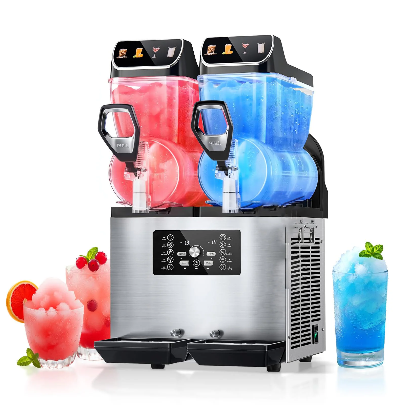 

Smoothie Blender.30L Stainless Steel Margarita Smoothie Frozen Drink Machine, Independent Tank Control Slushie Machine
