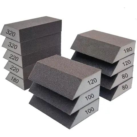 6-Piece/12-Piece Single Sandpaper Sponge Set - 80/100/120/180/220/320 Grit Sanding Block Combination, Washable and Reusable