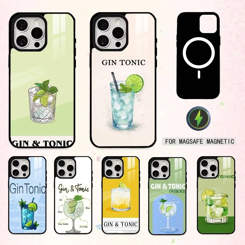 

Gin & Tonic C-Cocktail Print Phone Case For iPhone17,16,15,14,13,12,11 Plus,Pro Max Magnetic For Magsafe Wireless Charging
