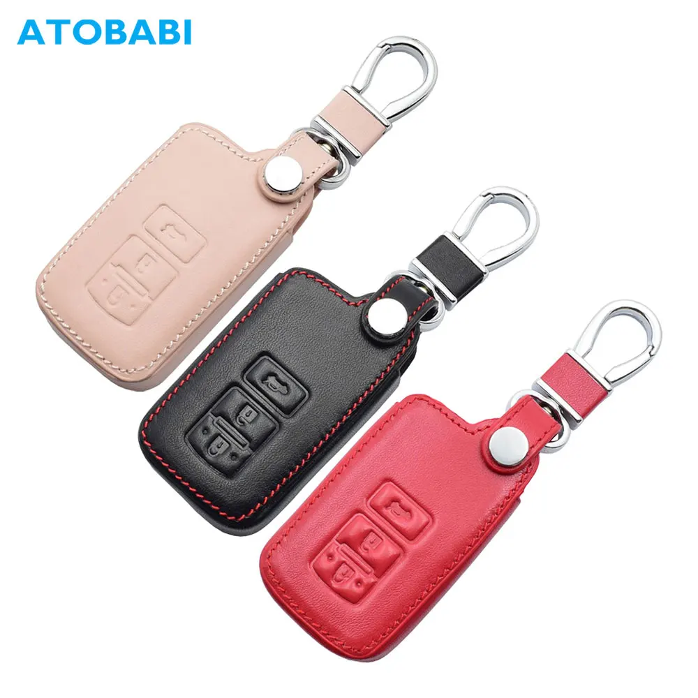 Skórzany pokrowiec na kluczyk samochodowy do Toyoty Camry 2016 2017 RAV4 Highlander Land Cruiser Harrier Smart Remote Fobs Shell Case Accessory