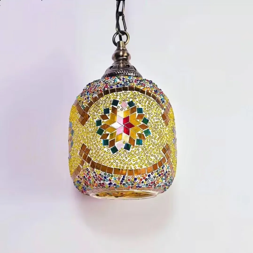 E27 Led Mosaic Pendant Lamp Vintage Art Deco Handcrafted Lamparas De Mesa Glass Romantic Light Lamparas Con Mosaicos Lampe