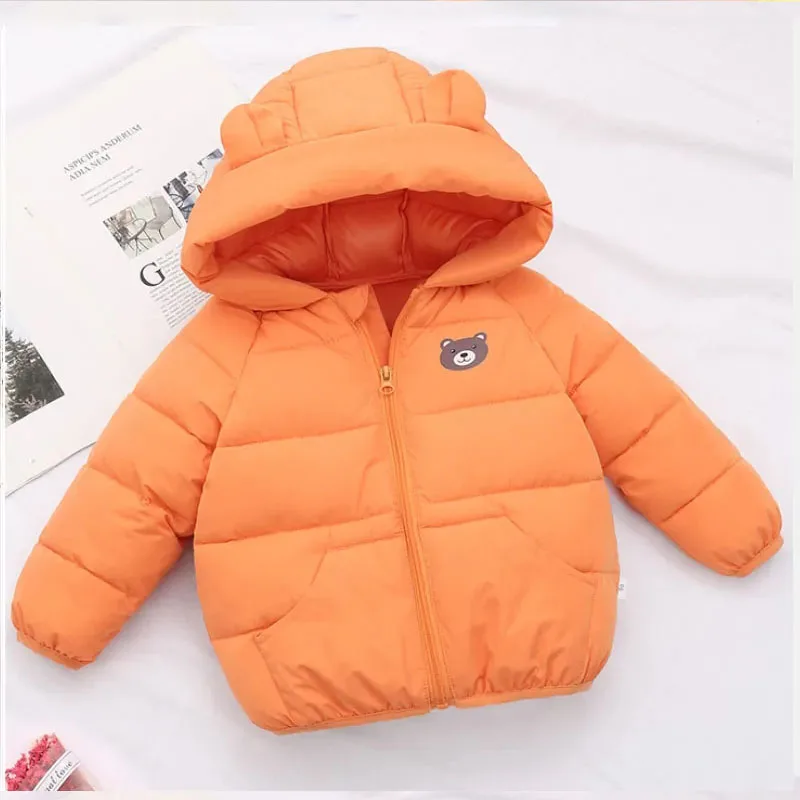 Giacca calda con cappuccio invernale ragazzi ragazze cartone animato piccolo orso stampa 0-7 anni versione coreana sport moda casual abbigliamento