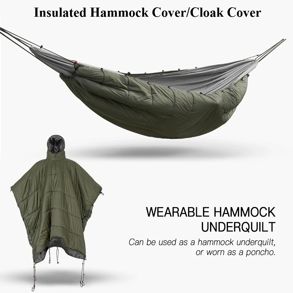 Hamaca multifuncional, colcha, hamaca cálida de invierno debajo de la manta, Poncho, capa cálida para acampar, senderismo y viajar