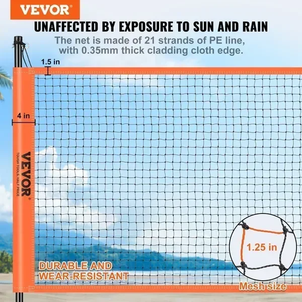 Volleyball and Badminton Set, Outdoor Portable Badminton Net, Adjustable Height Steel Poles