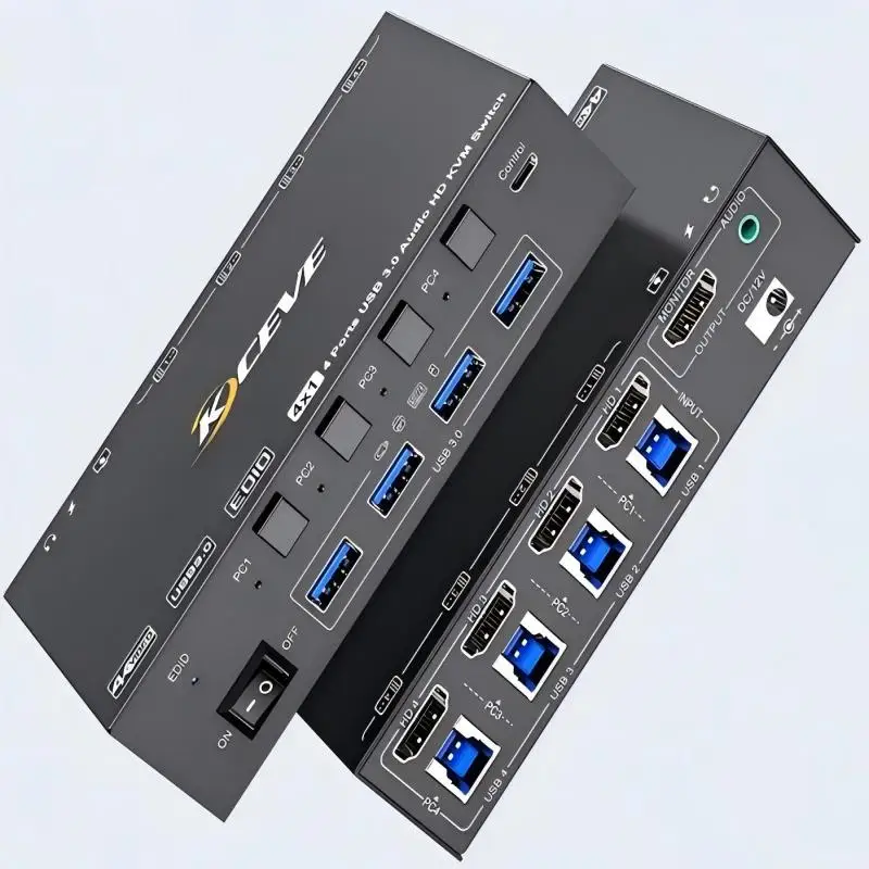 HDMI KVM Switch 4/10 Ports with Audio,8K/4K@60Hz USB 3.0 Switch with EDID LOCK for 4/10 Computers Share Mouse Keyboard Monitor