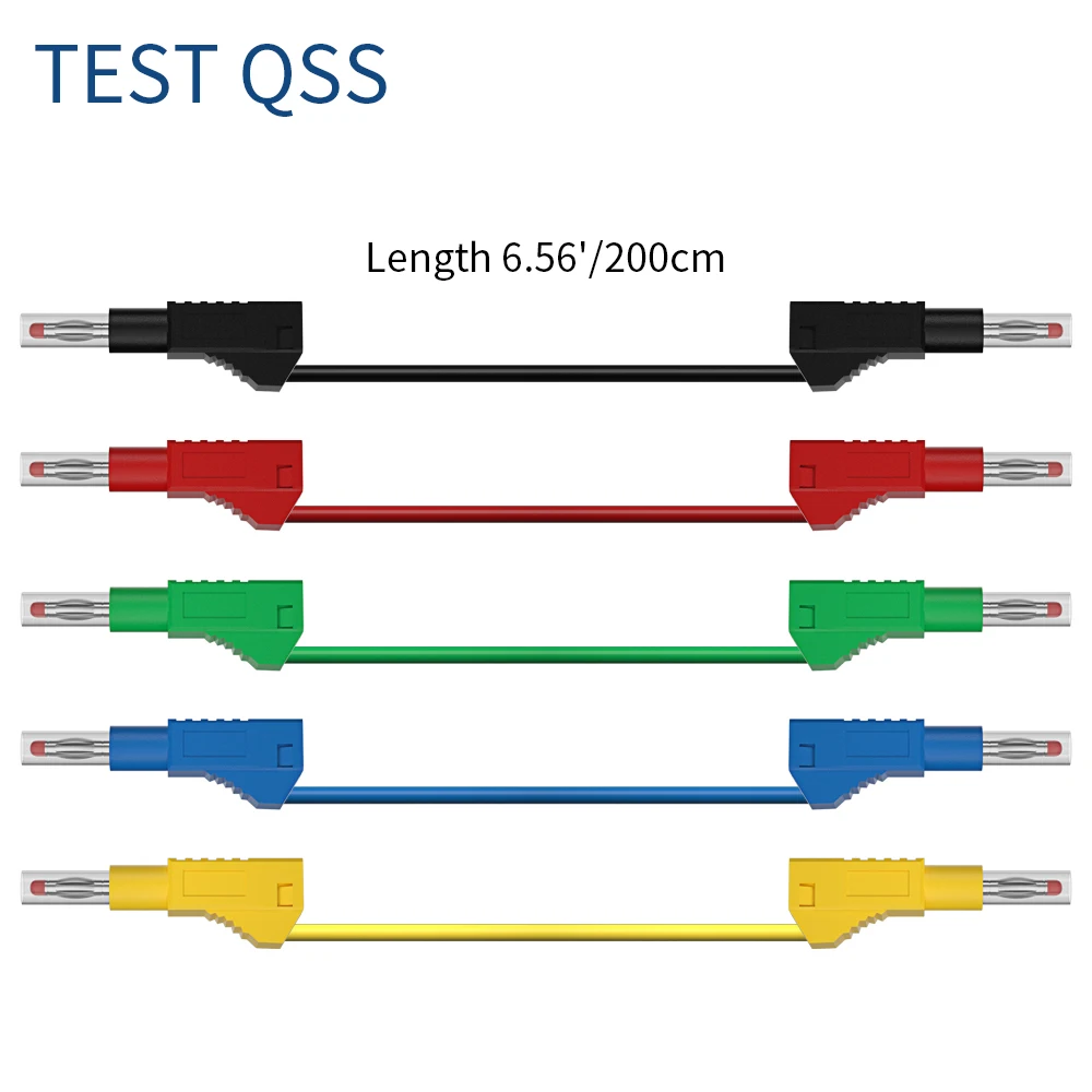 QSS-Retrátil Multímetro Test Leads, Cabo Fio, Ferramentas Elétricas Acessórios, Dual 4 milímetros Banana Plug, Segurança, Q.70022, 200cm, 5Pcs