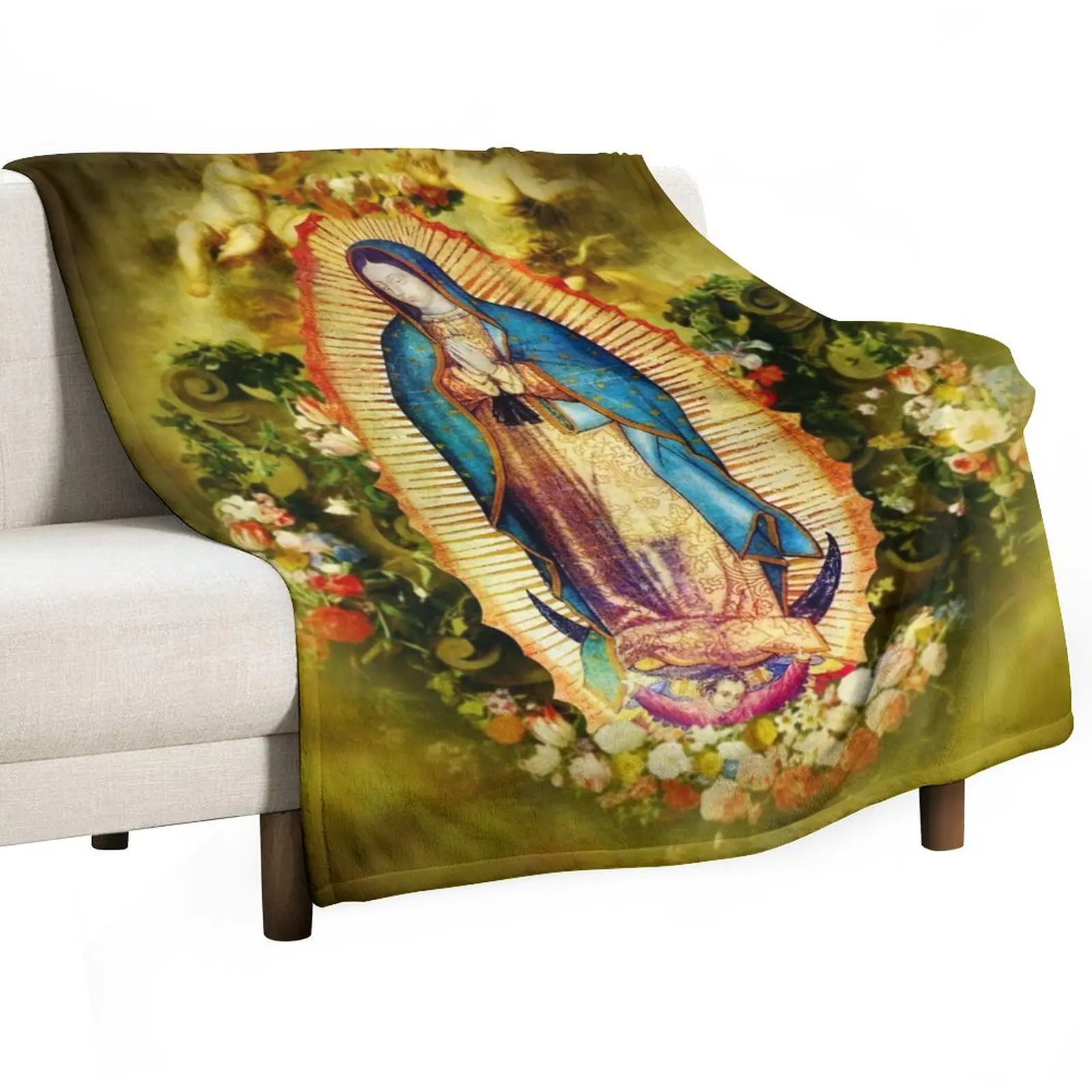 

Our Lady of Guadalupe Mexican Virgin Mary Mexico Aztec Tilma 20-105 Throw Blanket Luxury St Warm Blankets