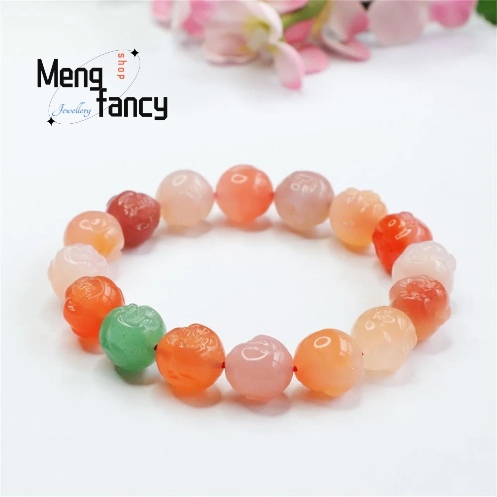 

Natural Salt Source Agate Strings Buddha Head Crystal Colorful Treasure Bracelet Exquisite Holiday Gifts Luxury Fashion Jewelry