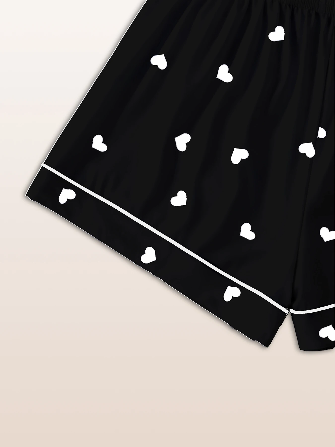 Women Pajamas Notch Lapel Short Sleeve Shorts Pants 3 Piece Set Spring Summer Fall Aesthetic Heart Homewear view 5