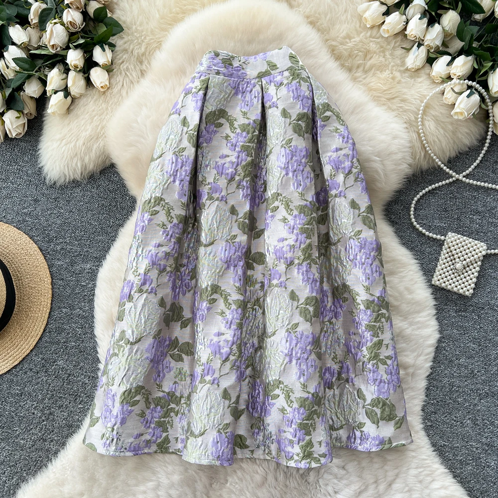 Chic Vintage Elegant jacquard slim High Waist Straight Skirt Korean Streetwear Autumn  women clothing