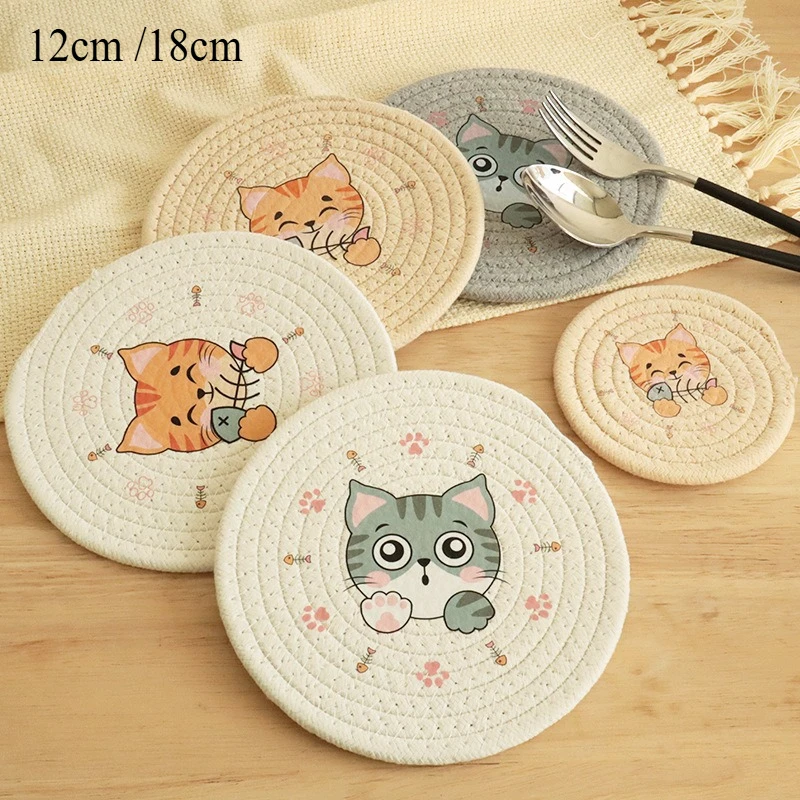 

Cat Printed Thermal Insulation Mat,High Beauty Coffee Cup Mat,Cute Kitchen Mat for Restaurants,Anti Scalding Placemats for Table