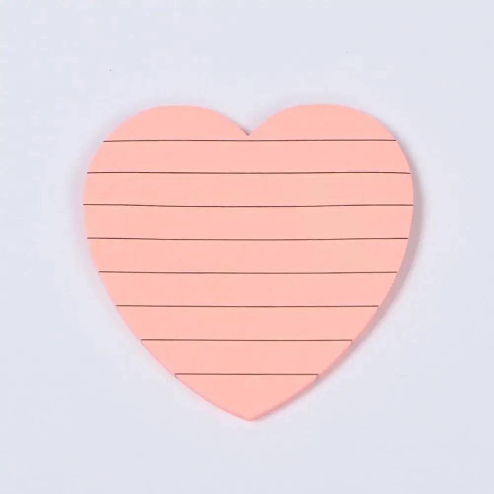 Colorful Heart Square Sticky Notes Set, Removível, Limpar, Liso, Escritório, Material Escolar, Organização, Casa