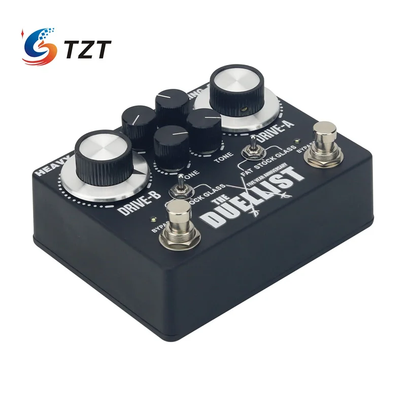 TZT New Version KT High Sensitivity Dual Channel Overdrive Electric Guitar Effects Pedal Replacement for Duellist