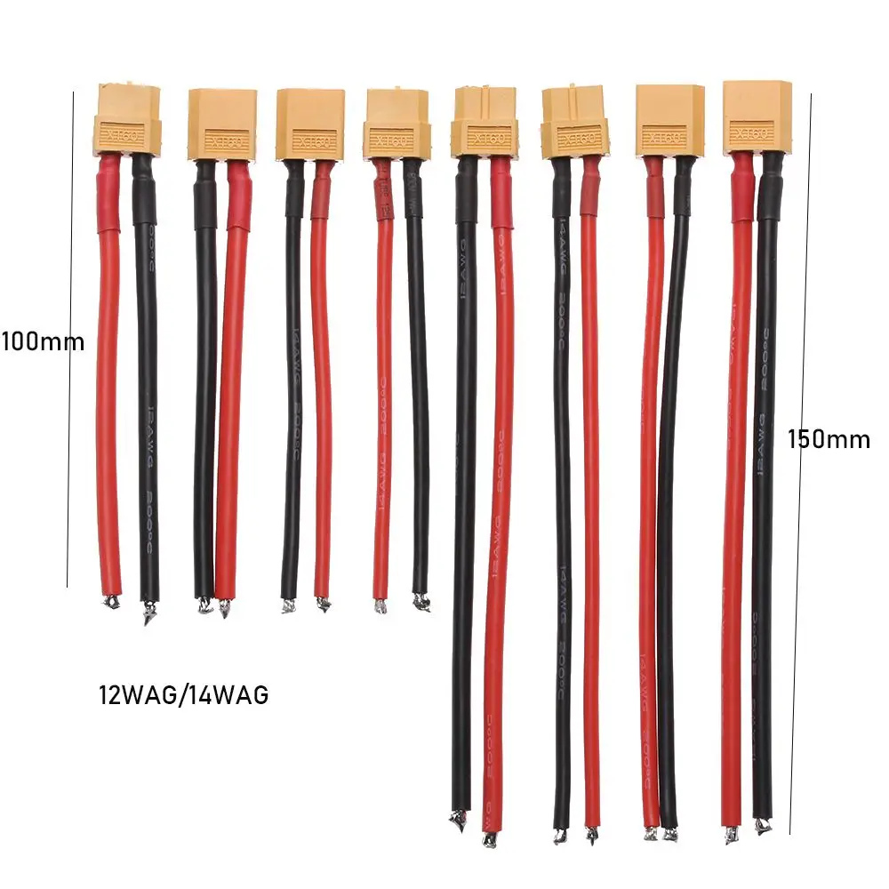 Złącze żeńskie XT60 żeńskie/męskie 10CM/15CM XT60 wtyk żeński z silikonem 12 AWG/14 drut AWG