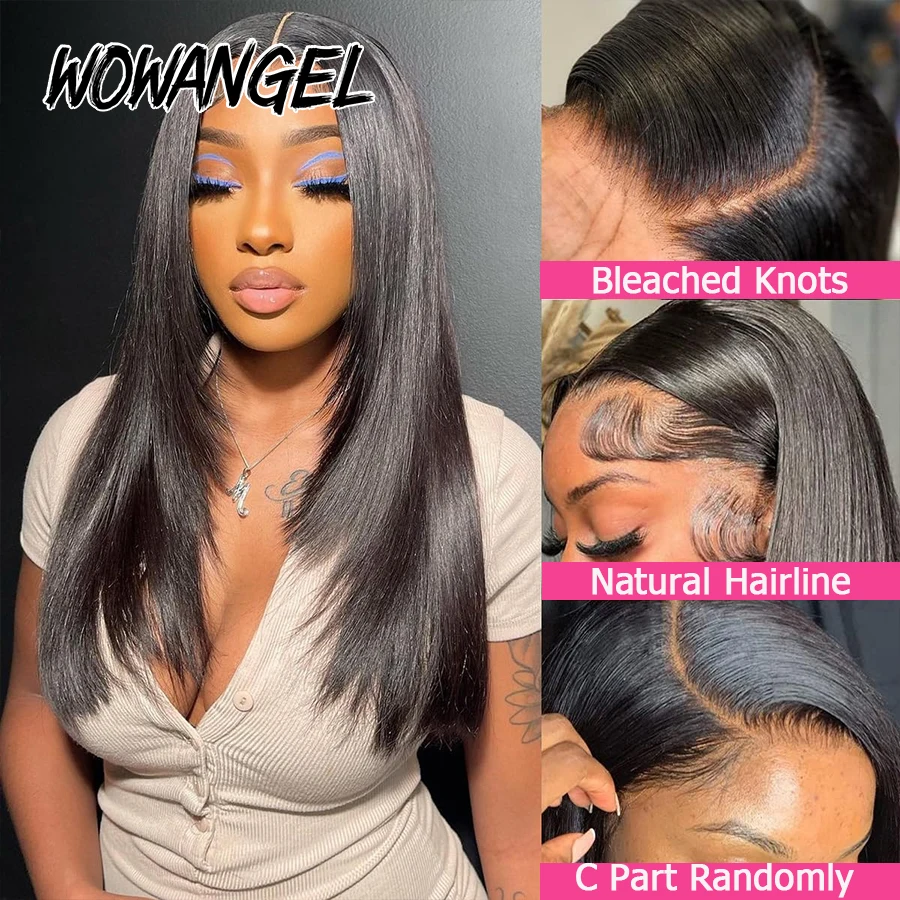 WOWANGEL Layered Cut Straight Wigs 5x5 HD Lace Closure Wigs Human Hair 250% Pre Plucked Glueless Wigs For Women Ready To Wear – Detail 4