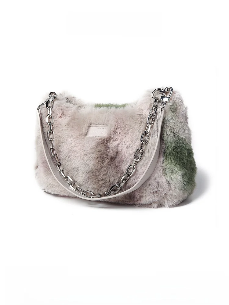 Guukahero Women's Dyed Underarm Bag Winter Fashionable Crossbody Bell Bag Versatile Commuting Bag Light Apricot Tie Dye