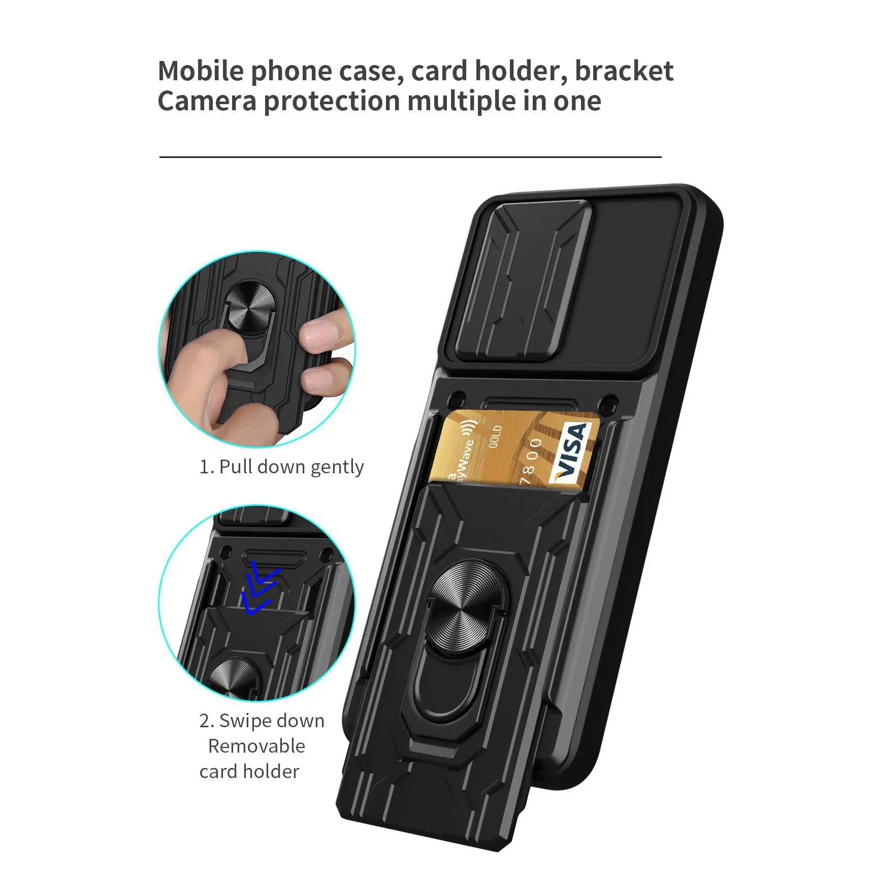 Para Realme GT7 Pro 5G/Realme GT 7 Pro cámara cubierta deslizante soporte magnético para coche funda de teléfono bolsa de tarjeta cubierta protectora