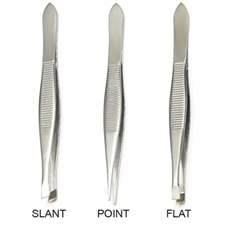 3 Pack Tweezers Set - Stainless Steel Slant Tip, Flat, Point Tweezers Hair Plucker for Hair and Eyebrows Personal Care (A)