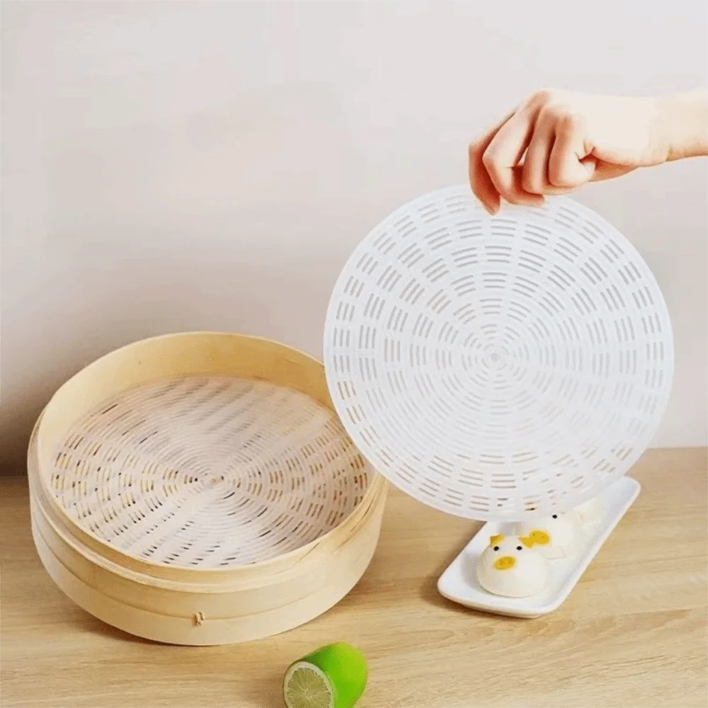 

Non-Stick Silicone Steamer Mat Heat-resistant Oil-resistant Dim Sum Paper Breathable Thickened Steamer Pad Stuffed Bun