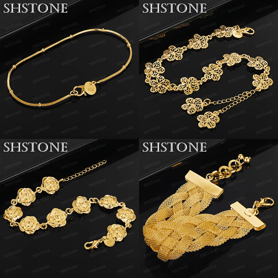

20cm Chain 18k Gold Flower Snake Chain Mesh Woven Chain Bracelet Women Wedding Banquet Party Beautiful Luxury Gifts Jewelry