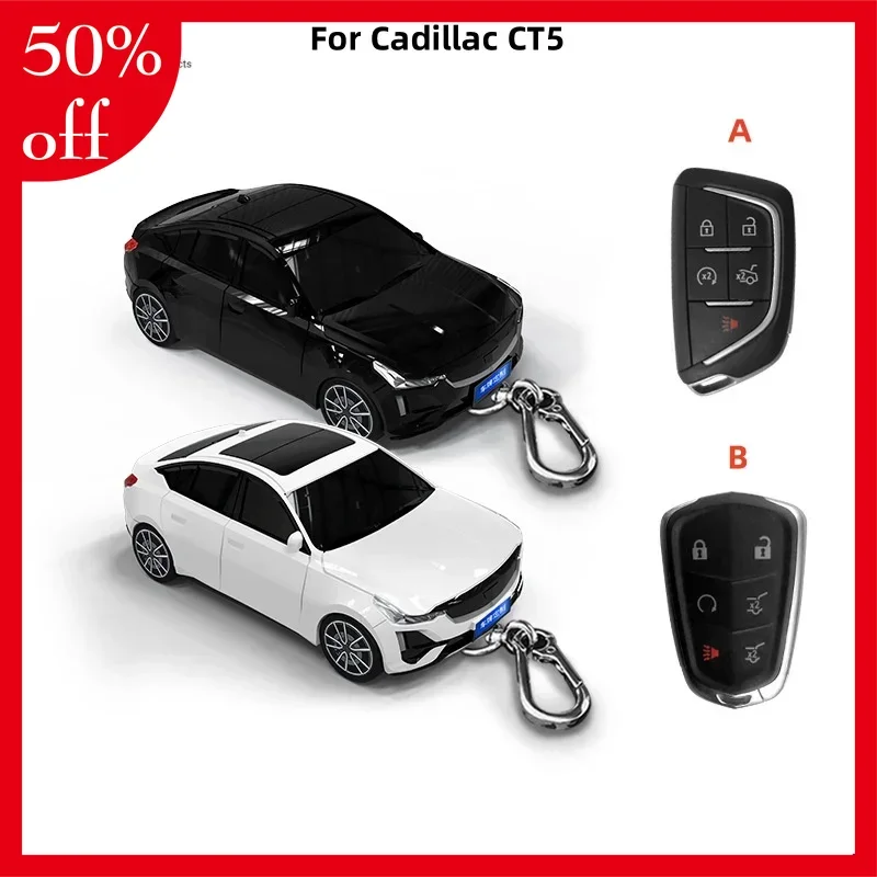 

For Cadillac CT5 Key Cover with Lights Car Key Car Model Key Protector Auto Accessories Creative Personalized Gifts