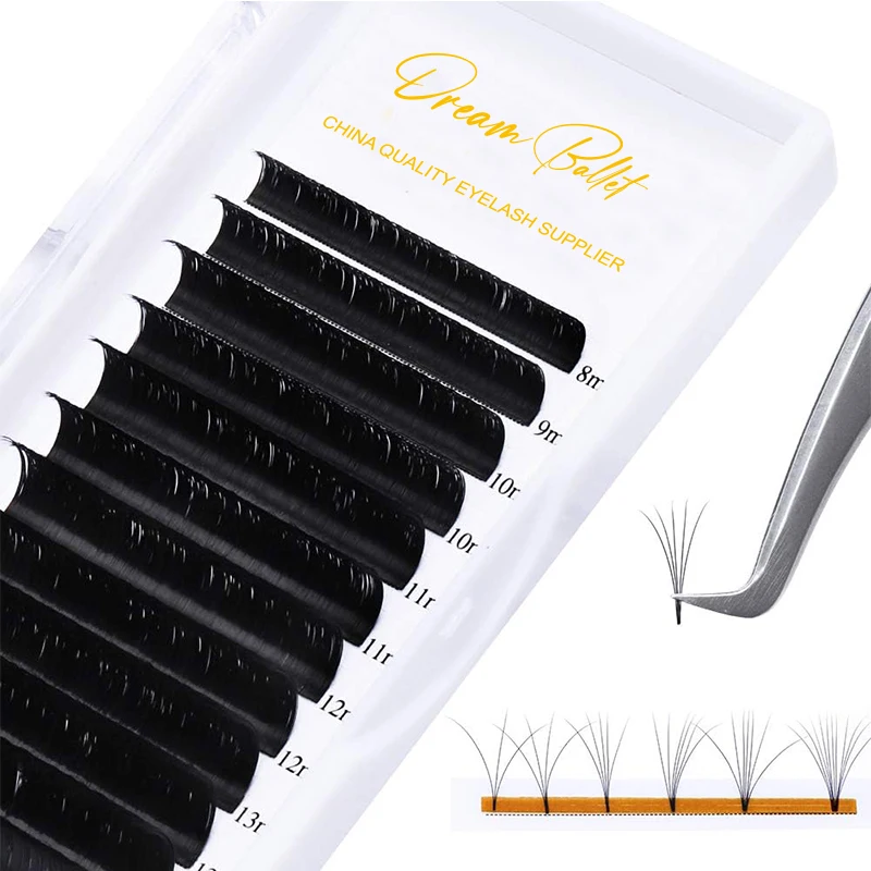 12row 8-15mm Mix Volume False Eyelashes Extensions Easy Fan Lashes Self Fanning 2D-10D Rapid Blooming Las