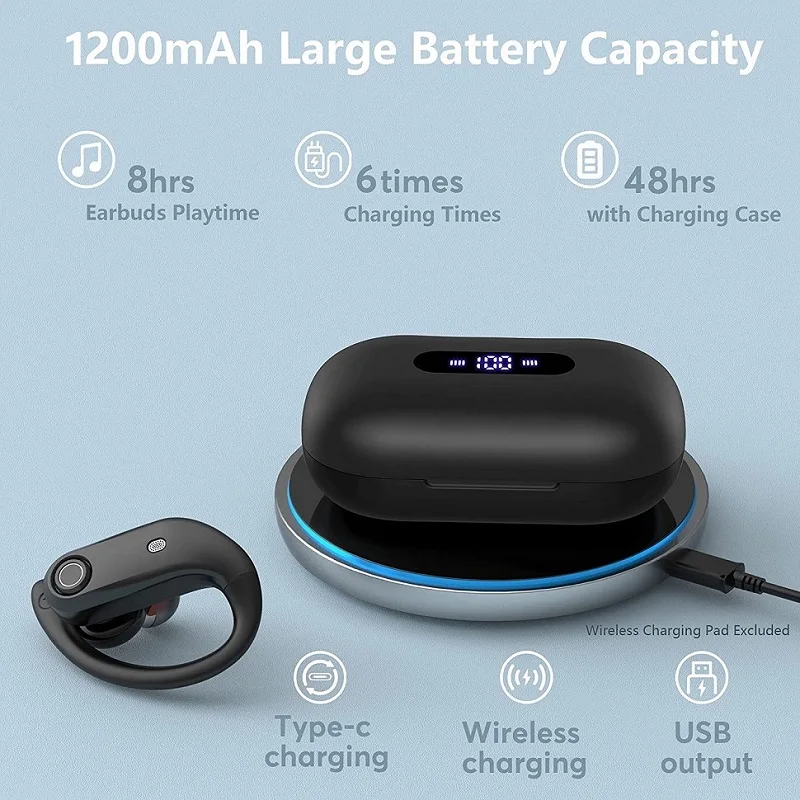 Tws fones de ouvido sem fio bluetooth 5.0 fones esporte estéreo fone de ouvido para o telefone com 4 microfones chamada clara power bank 1200mah