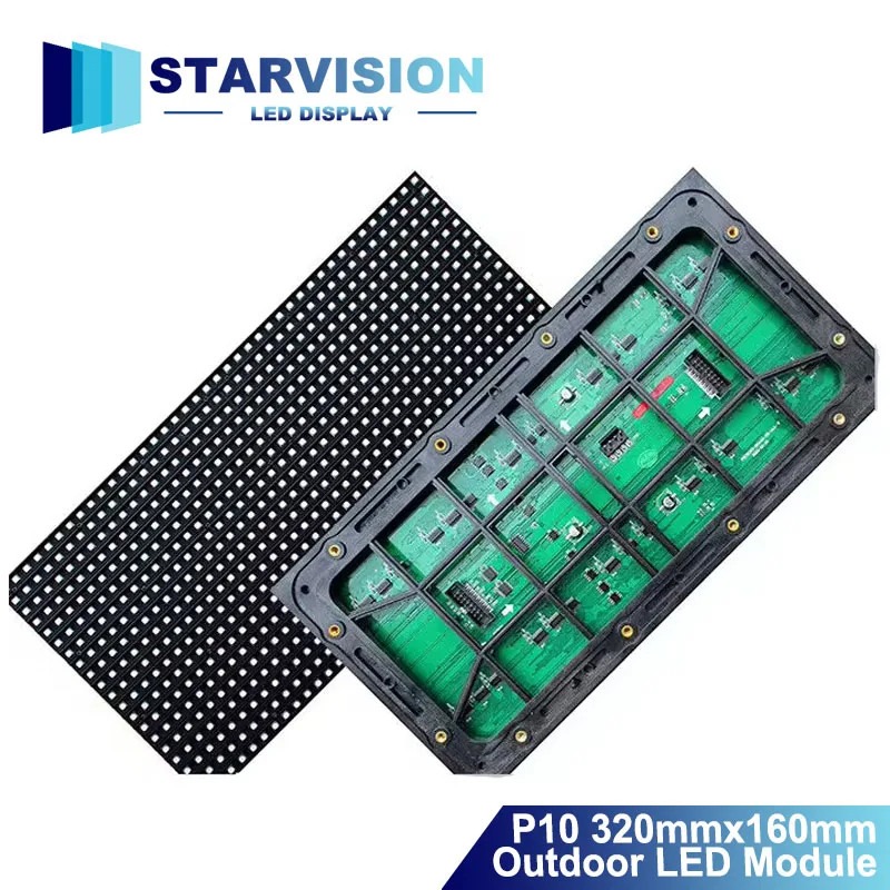 

Модуль уличного светодиодного дисплея P10 320x160 мм, полноцветный RGB, SMD3535, IP65, водонепроницаемая светодиодная панель для коммерческих рекламных экранов
