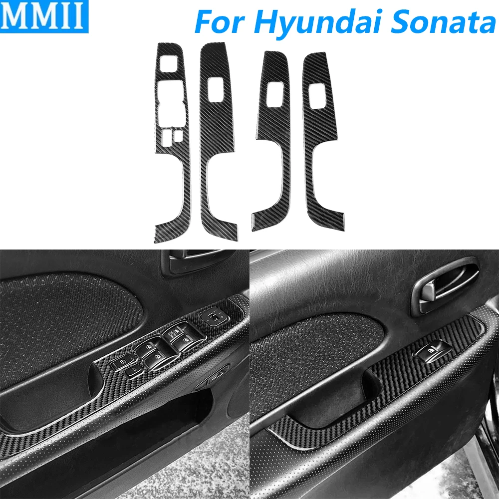 

For Hyundai Sonata 5th 2002-2005 Carbon Fiber Door Window Lift Switch Control Panel Cover Trim Car Accessories Interior Sticker