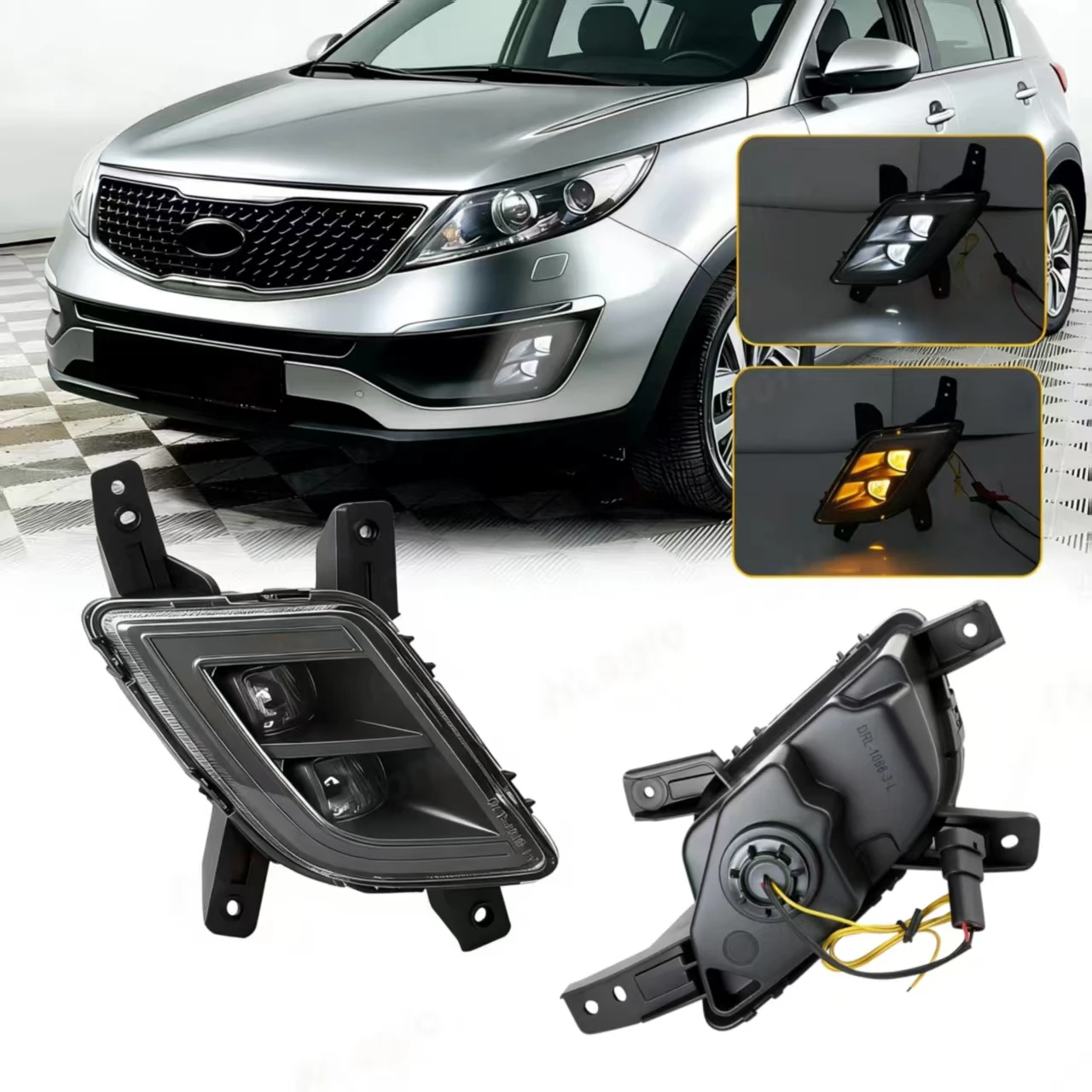 For Kia Sportage 2011 2012 2013 Daytime Running Lights DRL Front Bumper Driving Lamp White Yellow Headlight Car Accessories