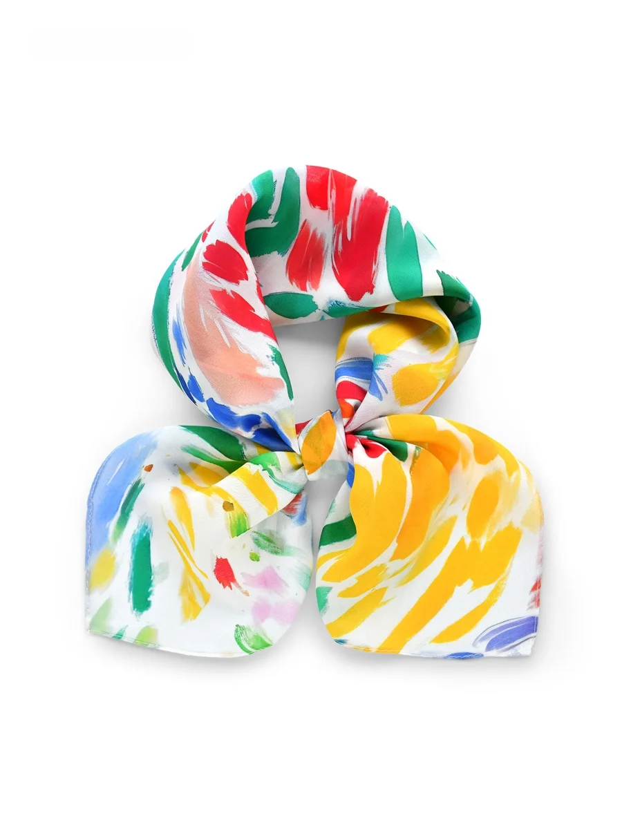 虹色のシルクスカーフギフトボックス桑シルクスクエアスカーフ首保護ショール装飾ファッショナブルな女性のギフト