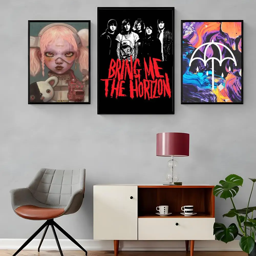 B-Bring Me the H-Horizon Painting Calligraphy Canvas Poster: Crease Free Waterproof Durable All Space Wall Decor