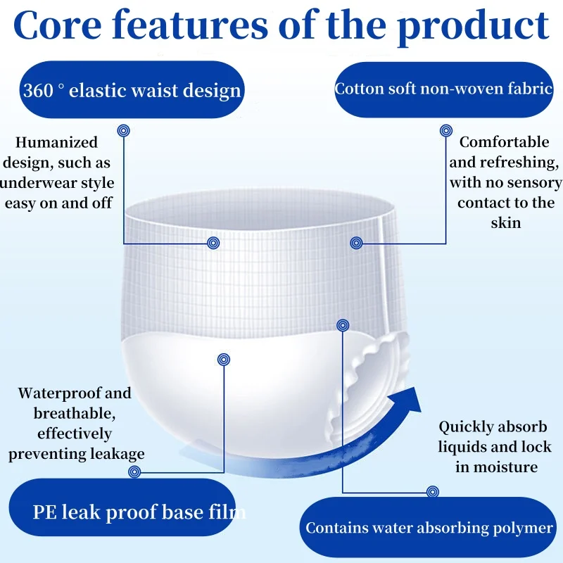 مقاس كبير 20 قطعة سروال سحب للكبار لكبار السن، حفاضات لكبار السن، حفاضات على طراز الملابس الداخلية للرجال والنساء #4