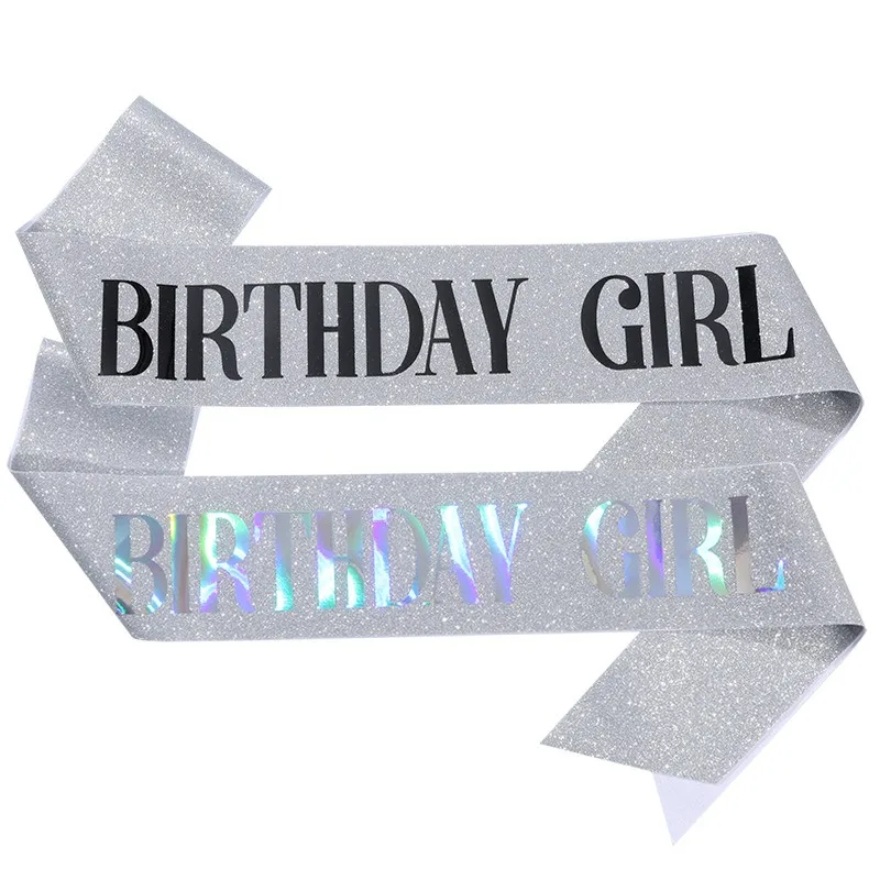 Birthday Girl Sash for Girls Women 16th 18th 20th 21st 30th Happy Birthday Party Decoration Supplies Glitter Satin Birthday Sash