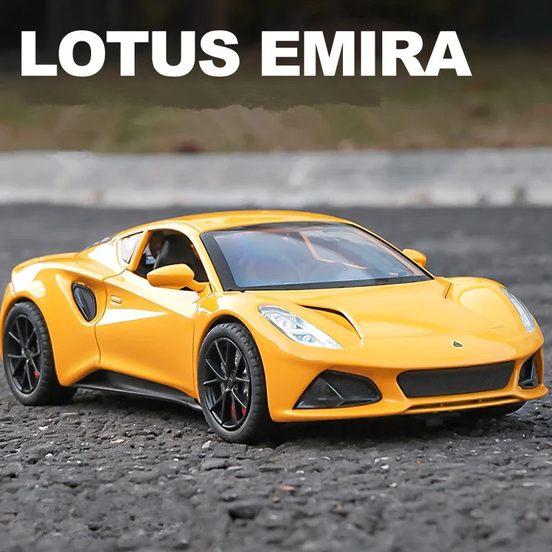 

Модель спортивного автомобиля 1:24 Lotus Emira Evija из сплава, литой металлический гоночный автомобиль, модель имитации звука, Женская коллекция