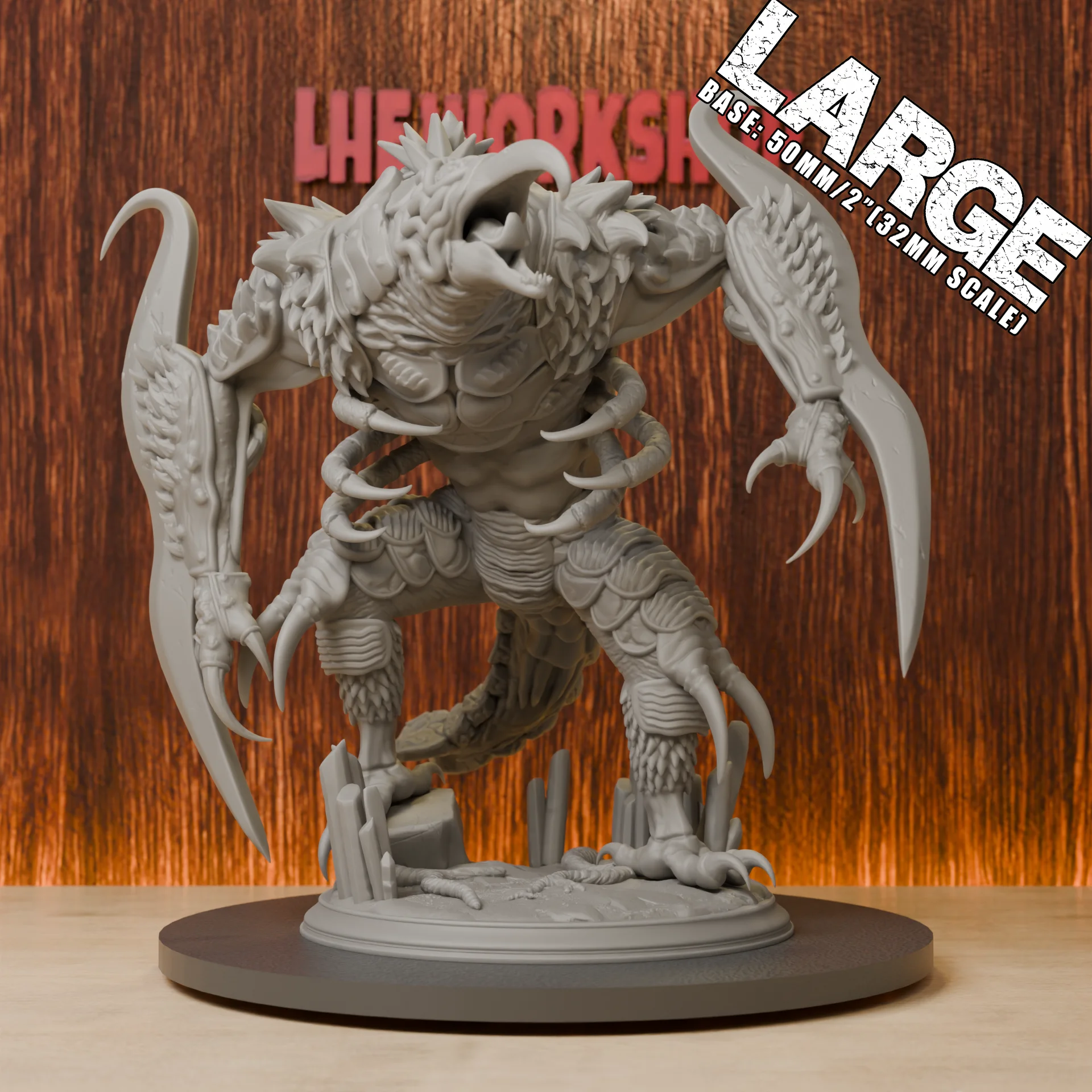 Aberrated Hook Horror Monster Boss Miniatures | 28mm-38mm | Resin 3D Printed DND Pathfinder Mini | Unpainted Grey