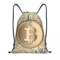 Bitcoin CPU Circuit Board Drawstring Bags Training Yoga Backpacks Men Women Cryptocurrency Blockchain Geek Sports Gym Sackpack