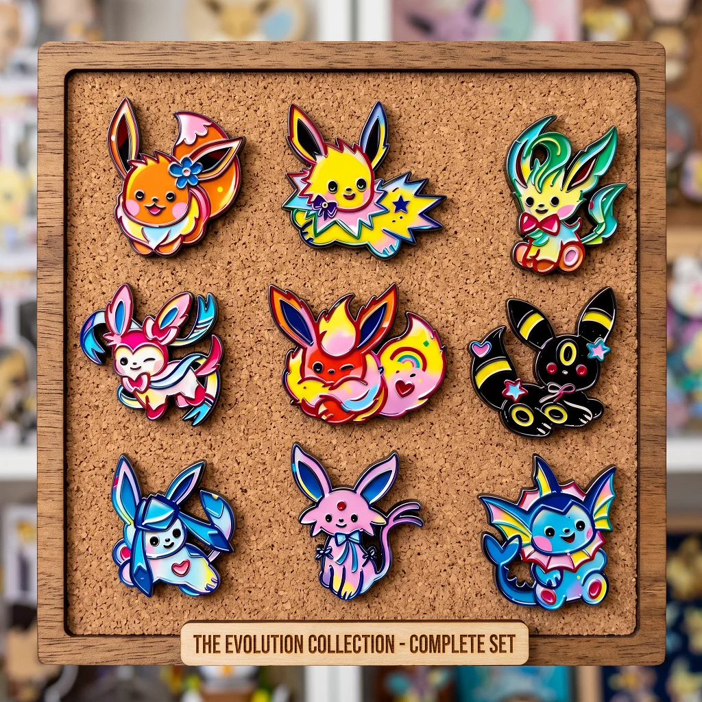 Set de pines de solapa de Eeveelution de dibujos animados coloridos, bonitos insignias de metal de Vaporeon y Espeon, broches coleccionables de monstruos y elfos de anime para mochila