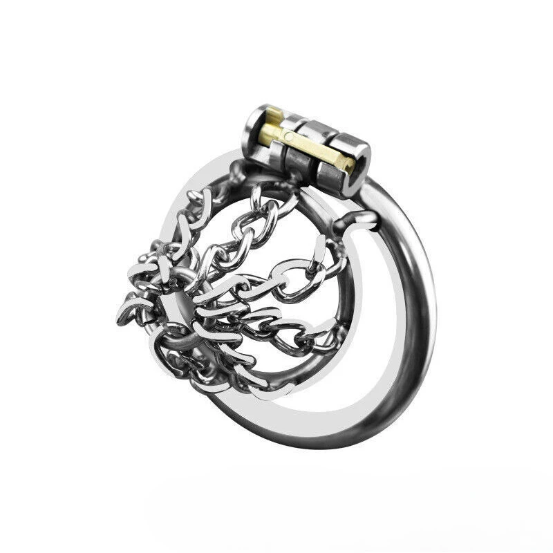 Stainless Steel Hollow Small Chastity Cage Device Chain Weaving Lock 3 Rings for adult sex toys
