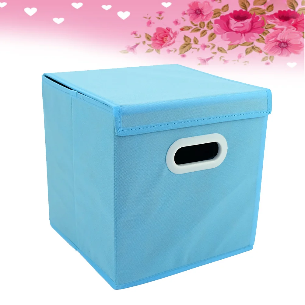 صناديق تخزين قابلة للطي مع مقابض، صناديق قماش متعددة الأغراض لتنظيم المنزل، كتب الملابس، العناصر اليومية، أزرق كبير قابل للغسل