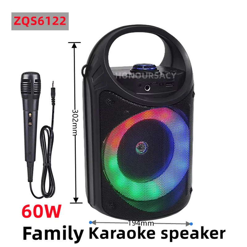 

60W High-Power 6.5-inch Bluetooth Speaker Portable Stereo Surround Wireless Subwoofer Square Dance Outdoor Soundbox With Mic FM