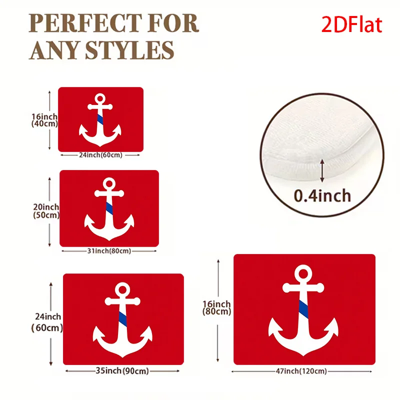 Red Anchor Nautical Doormat Mat Entrance Rug Welcome Decor Coastal Marine Pirate Theme Outdoor Indoor Beach House Mat