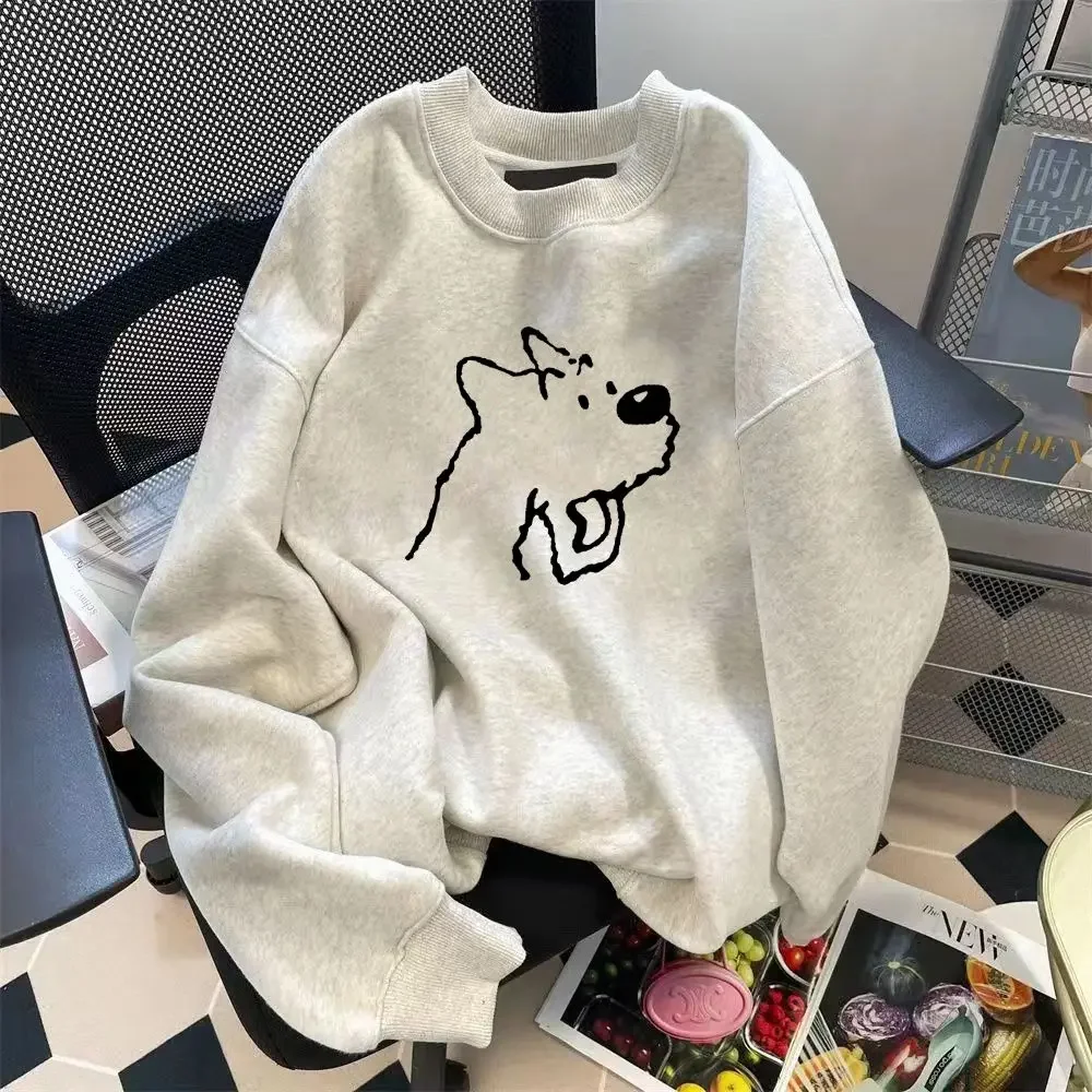 Felpa con cappuccio girocollo in puro cotone americano retrò per uomo e donna in autunno e inverno Instagram coppia allentata giacca oversize Top