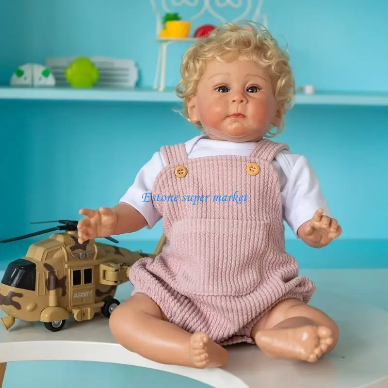 090B 21In قوقازي نابض بالحياة للدمية التي تولد من جديد مع عيون مفتوحة وشعر أشقر للأطفال الرضع تود