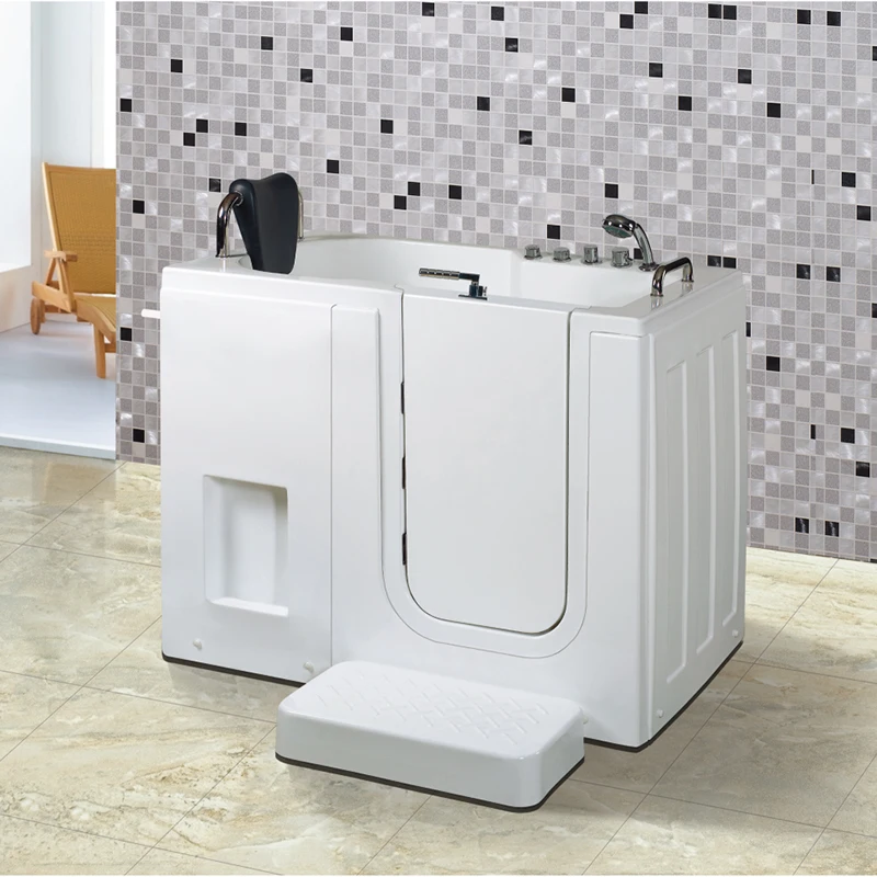 Hot-selling elderly walk in bathtub with seat and hand-held shower, premium bathtub with safety door